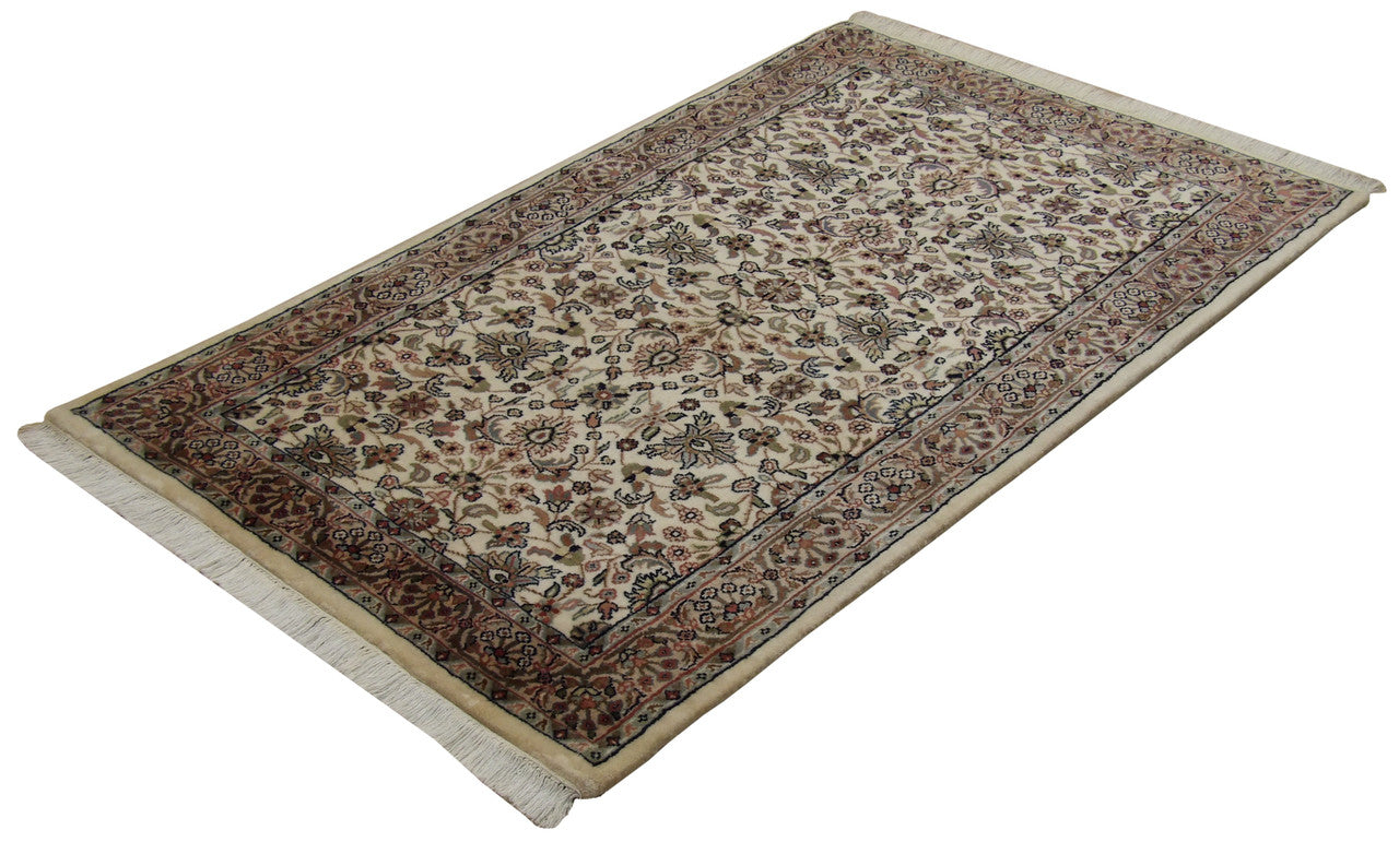 Close-up of wool pile, Brown & Beige rug
