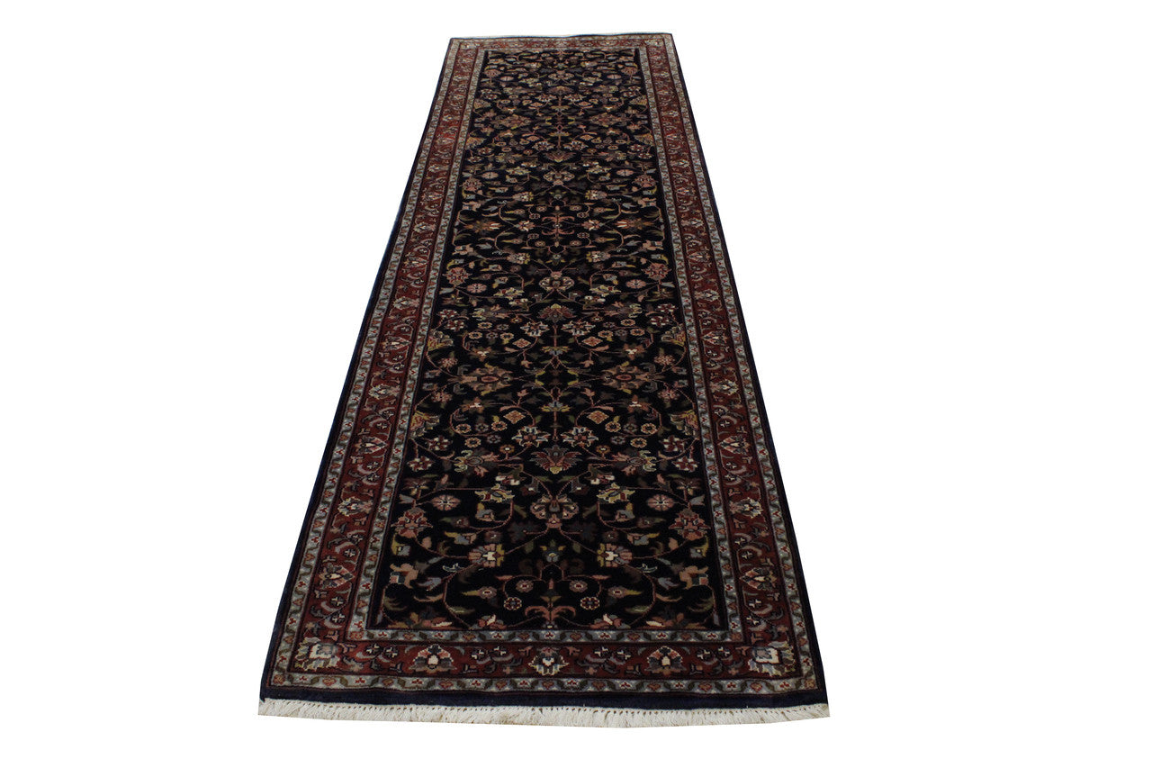 Blue 2'11" x 9'3" Traditional Fine Heraki Hand knotted Wool Rug - Sku: w20024