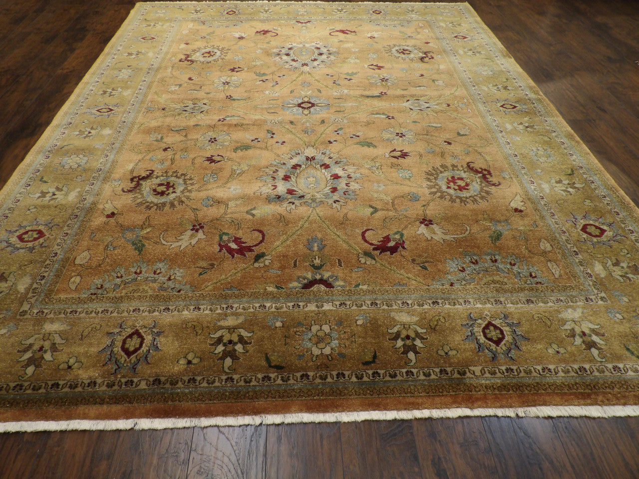 Back of hand-knotted Ziegler rug showing construction