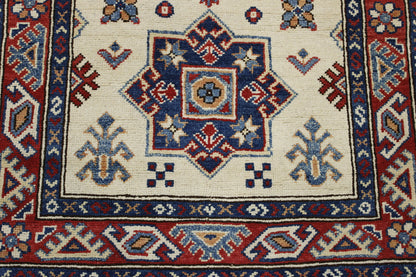 Tribal Super Kazak rug border detail