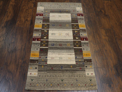 Close-up of wool pile, Gray & Red rug