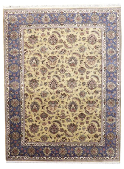 Fine Kashan Tie Dye hand-knotted wool rug in Gold & Purple, full view