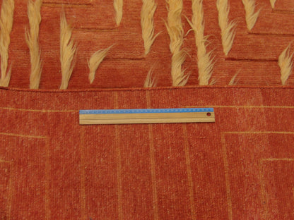 Full room view of modern high-low shag hand-knotted rug