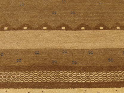 Gabbeh rug edge and pile detail, beige and brown