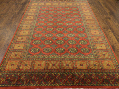 Close-up of wool pile, gold and red rug