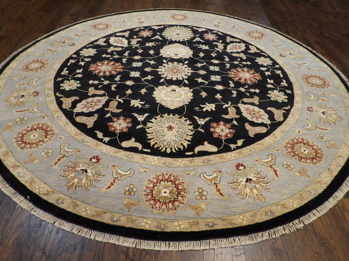Ziegler Oushak / Peshawar hand-knotted wool rug in Black, 10'2" x 10'2", SKU w495