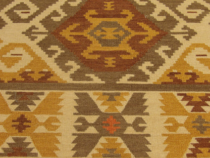 Tribal kilim rug border detail, ivory and rust