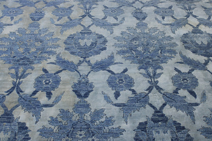 Back of Transitional Silky Ikat hand-knotted rug