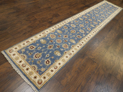 Kashan Oushak / Peshawar hand-knotted wool runner in Blue, 2'8" x 13'7", SKU W1158