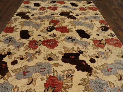 Close-up of wool pile, Beige & Rust rug