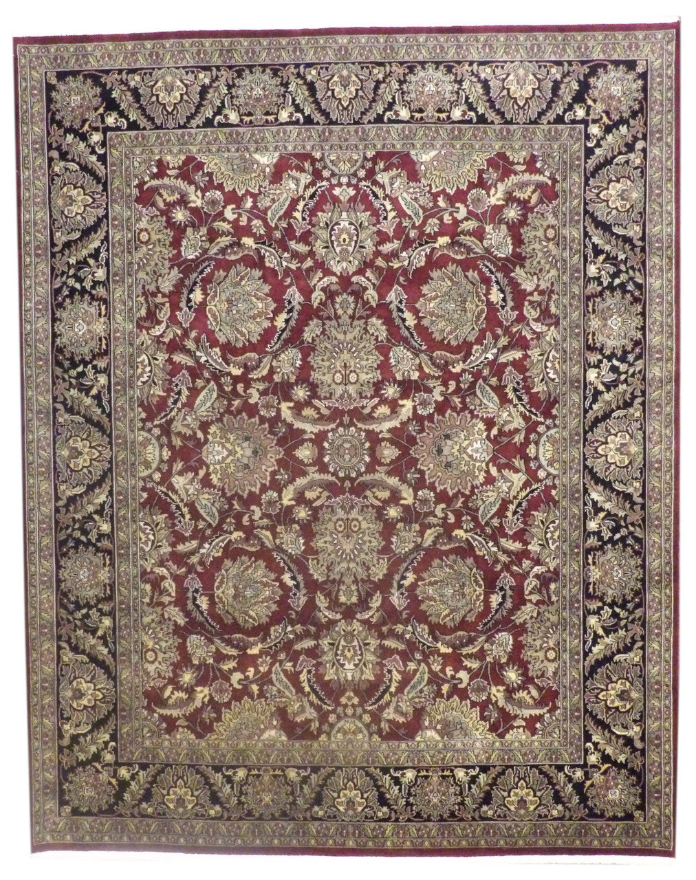 Fine Persian Kashan hand-knotted wool rug in Black & Red, full view