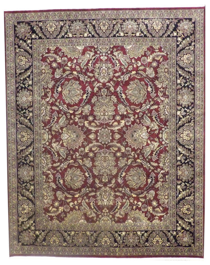 Fine Persian Kashan hand-knotted wool rug in Black & Red, full view