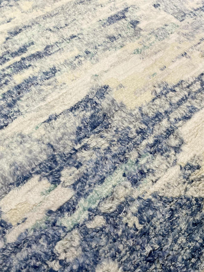 Marrakesh Collection Zn-38 Beige Blue Handknotted Rug 9'01" X 11'10" -Art82972