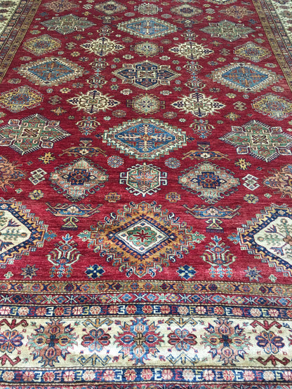 Caucasian Fine Super Kazak Wool Hand Knotted Rug 9'10''x13'01''  - AR70742