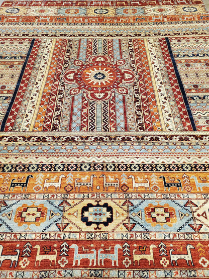 Tribal Nomad Vege Dye Wool Hand Knotted Rug 8'00''x9'09''  - AR72926
