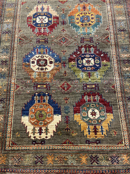 Tribal Nomad Vege Dye Wool Hand Knotted Rug 4'02''x5'06''  - AR77813
