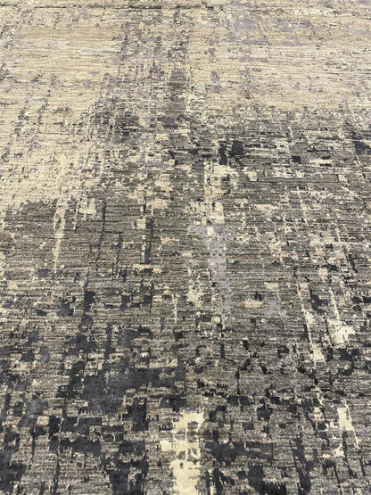 Fine Abstract  Silk and Wool Hand Knotted Rug 10'00''x13'03''  - AR78164