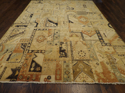 Patchwork Natural-dye 9'0"x12'0" Hand-knotted Rug -w11027