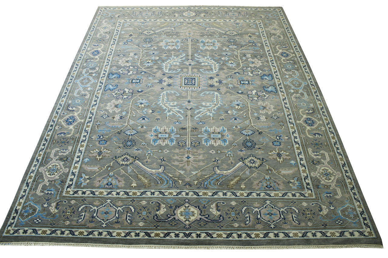 Close-up of wool pile, Blue & Gray rug