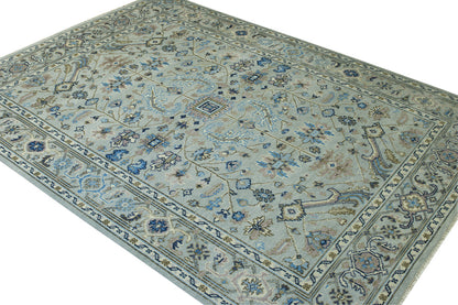 Oushak Colorful Ziegler rug border detail