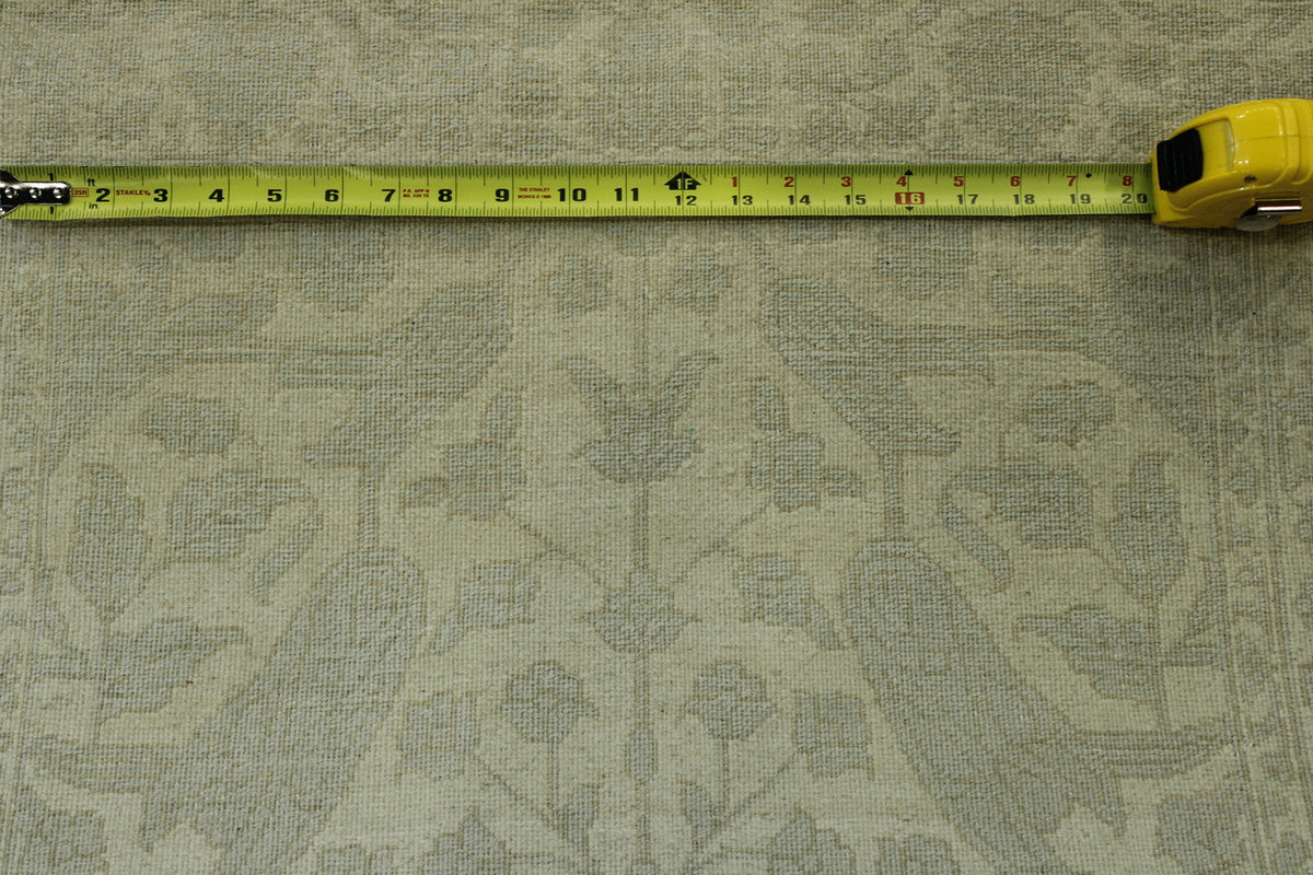 Traditional Haji Jalili hand-knotted wool-silk rug in Gray & Beige, full view
