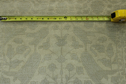 Traditional Haji Jalili hand-knotted wool-silk rug in Gray & Beige, full view