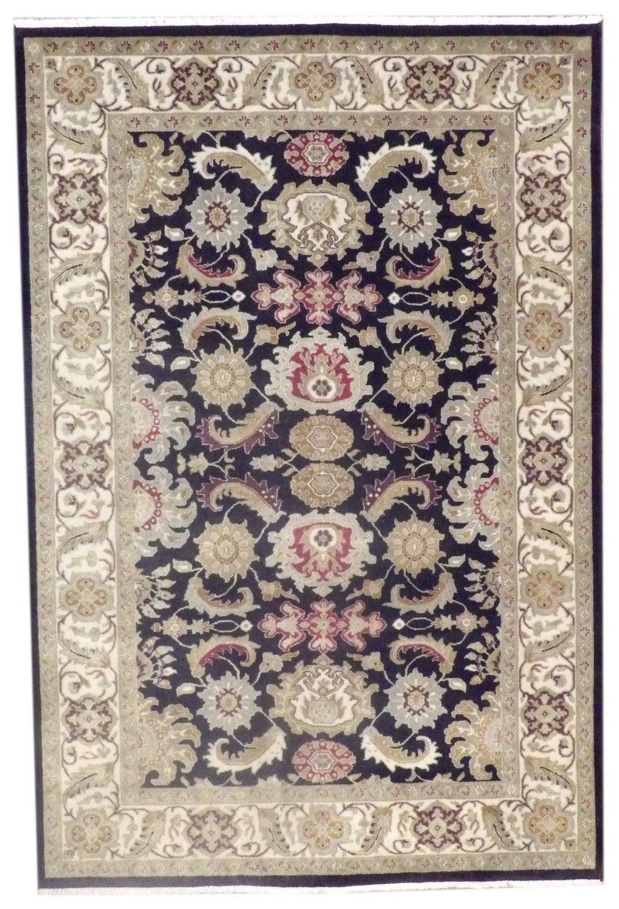 Fine Persian Kashan hand-knotted wool rug in Beige & Purple, full view