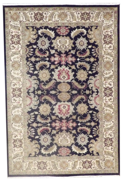 Fine Persian Kashan hand-knotted wool rug in Beige & Purple, full view