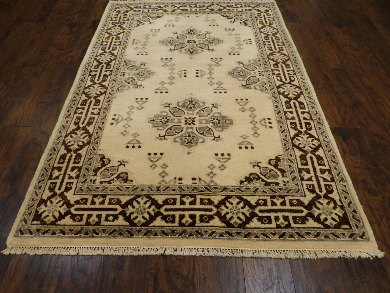 Close-up of wool pile, Brown & Beige rug
