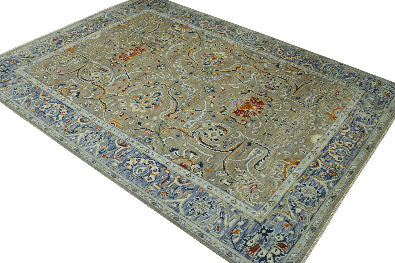 Close-up of wool pile, Blue & Beige rug