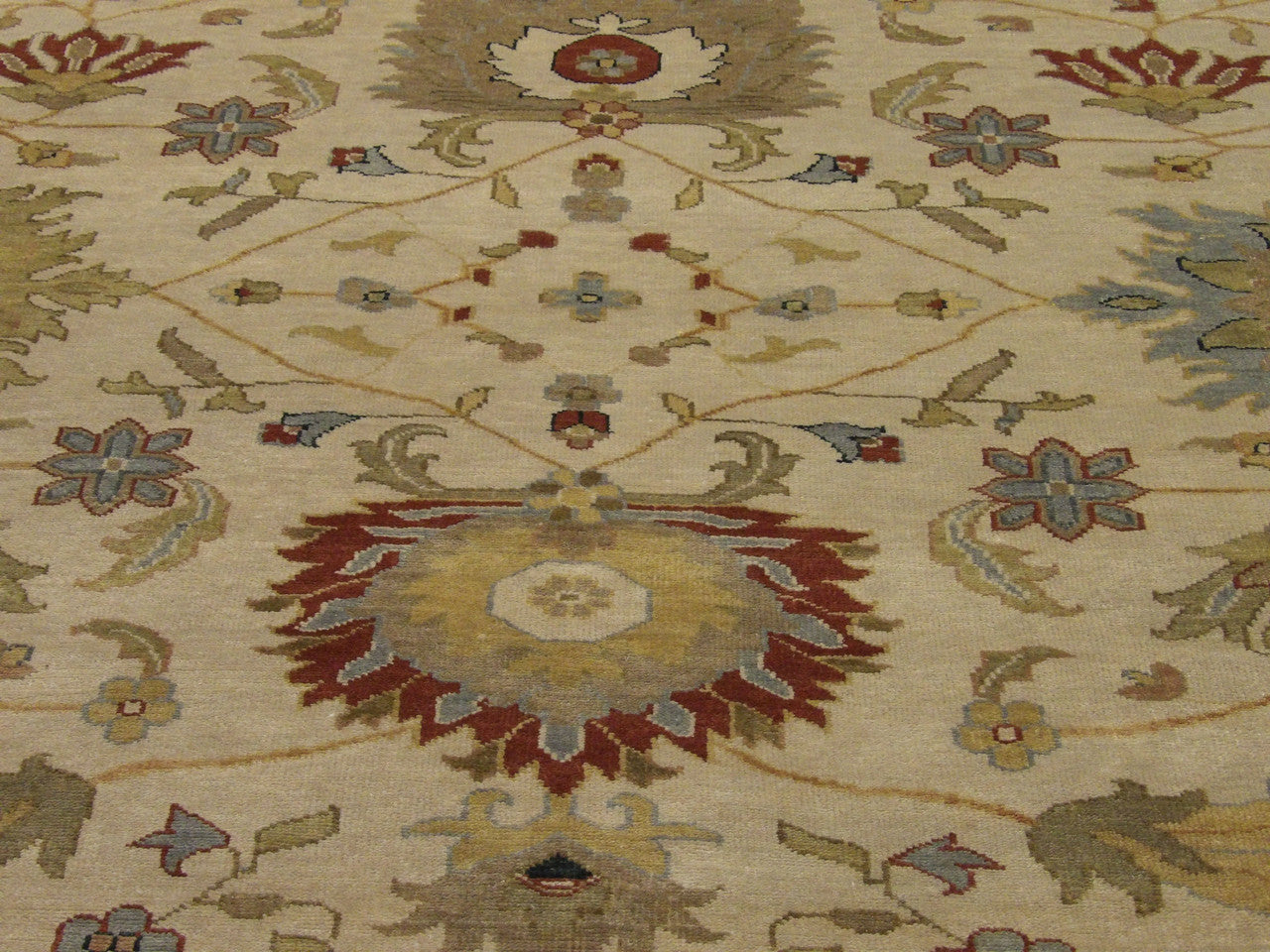 Back of Fine Oushak Ziegler hand-knotted rug