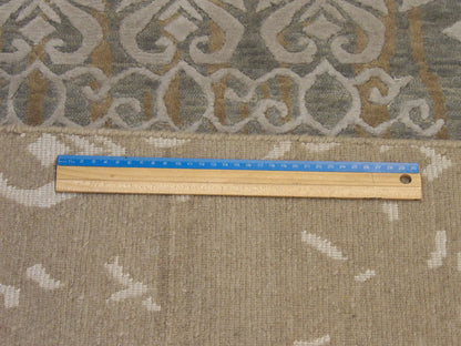 Full view of modern broken design hand-knotted rug