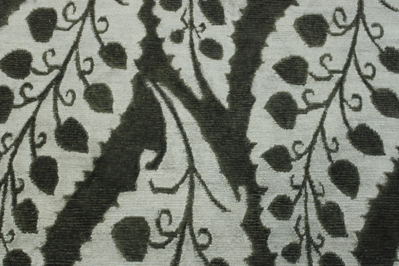 Back of Modern Ikat Design hand-knotted rug