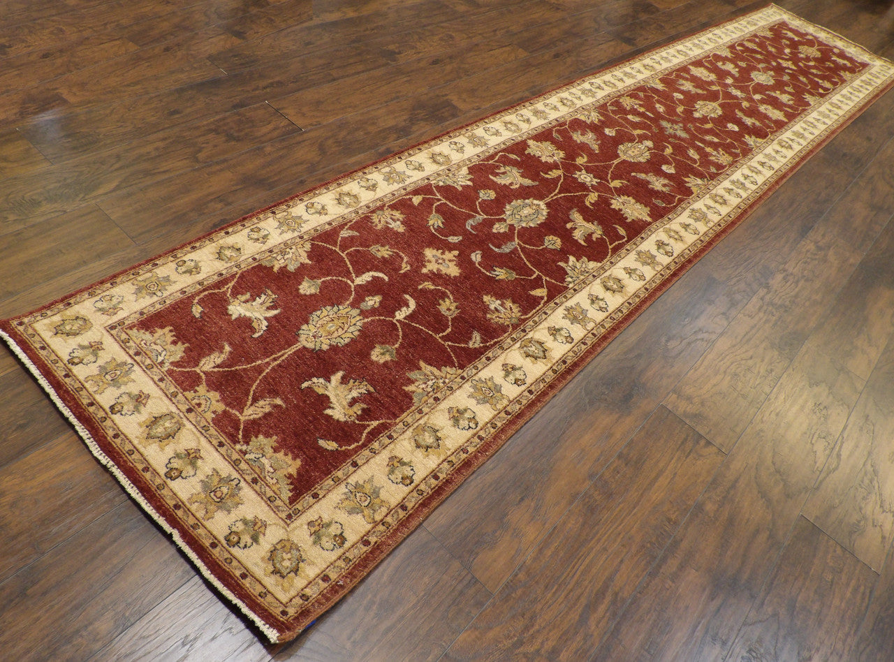 Kashan Oushak / Peshawar hand-knotted wool runner in Beige, 3'0" x 14'11", SKU W1165