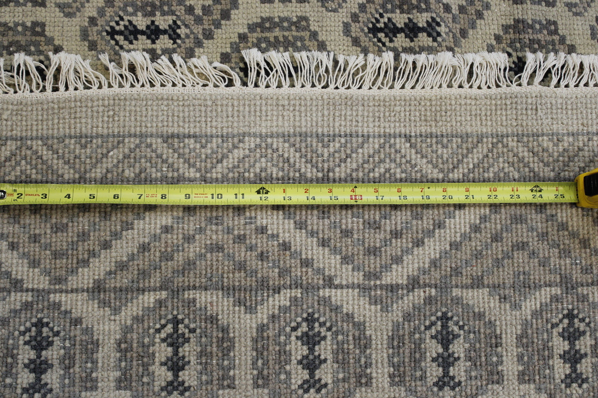 Oushak Kerman Design hand-knotted wool rug in Blue & Gray, full view