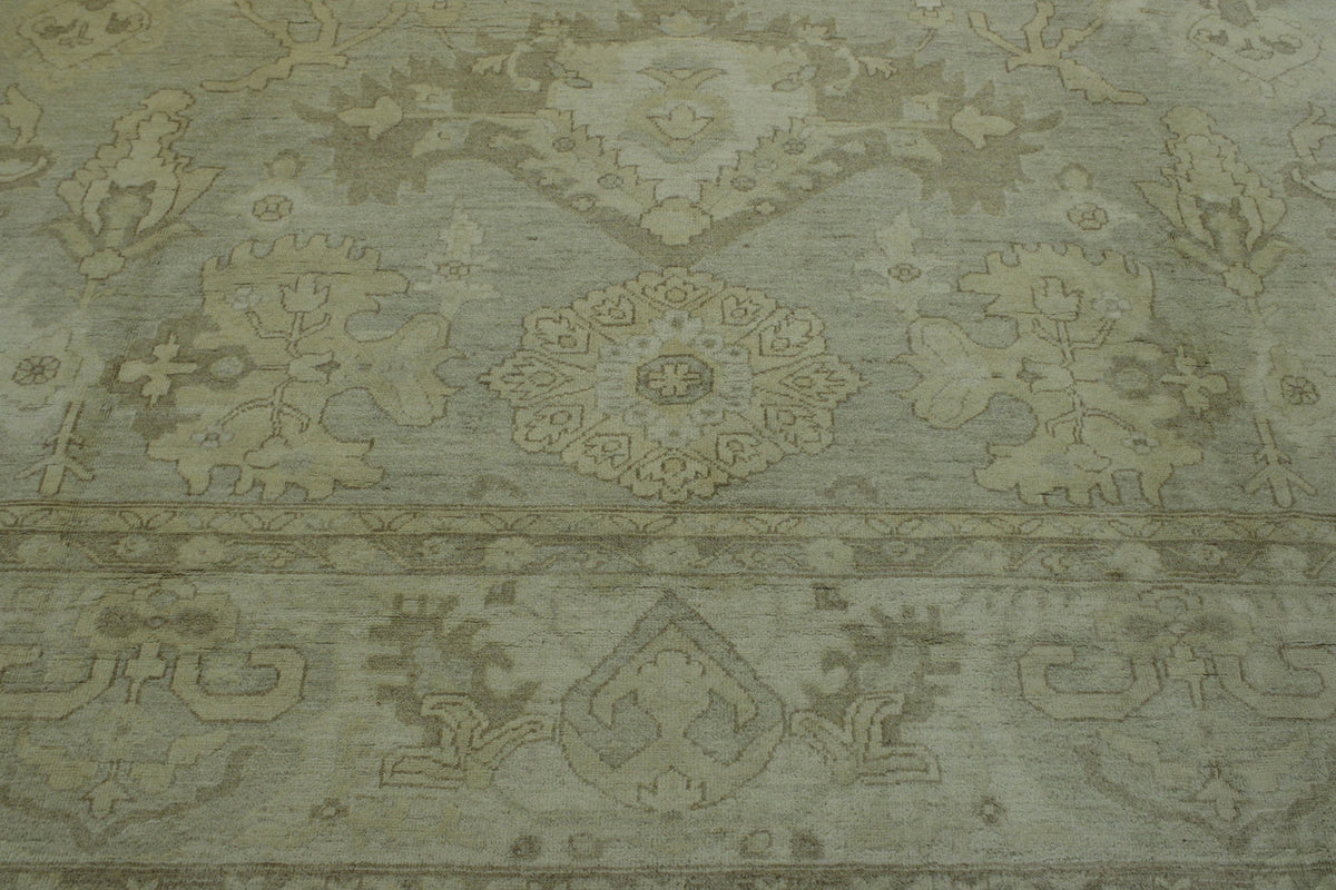 Back of Oushak Chobi hand-knotted rug