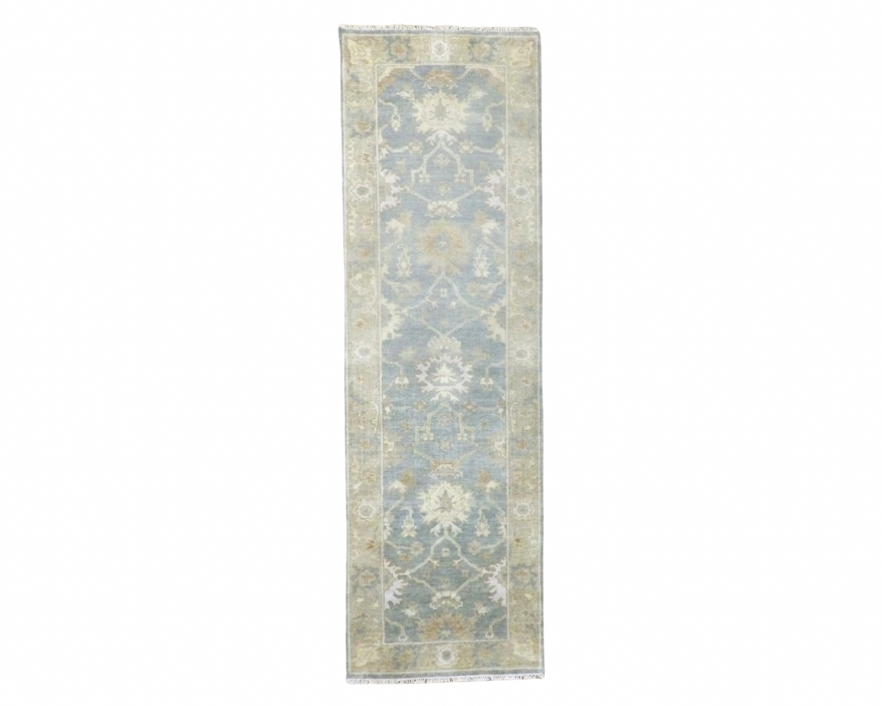 Turk Oushak Wash hand-knotted wool rug in Blue & Gold, full view