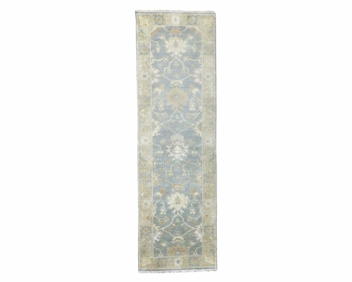 Turk Oushak Wash hand-knotted wool rug in Blue & Gold, full view