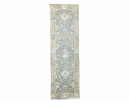 Turk Oushak Wash hand-knotted wool rug in Blue & Gold, full view
