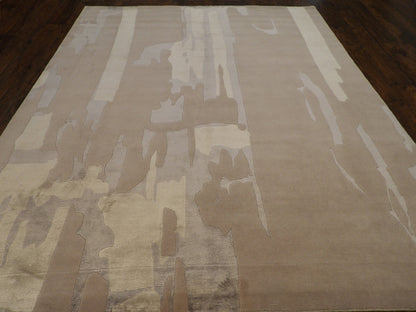 Close-up of wool-silk pile, Gray & Purple rug