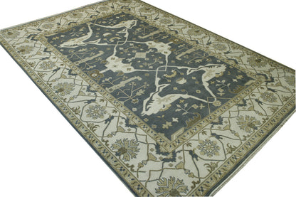 Close-up of wool pile, Blue & Beige rug