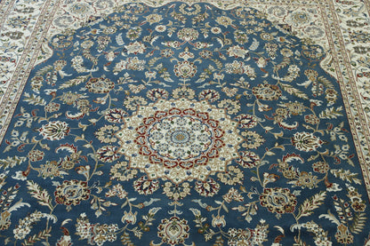 Close-up of wool pile, Blue & Beige rug