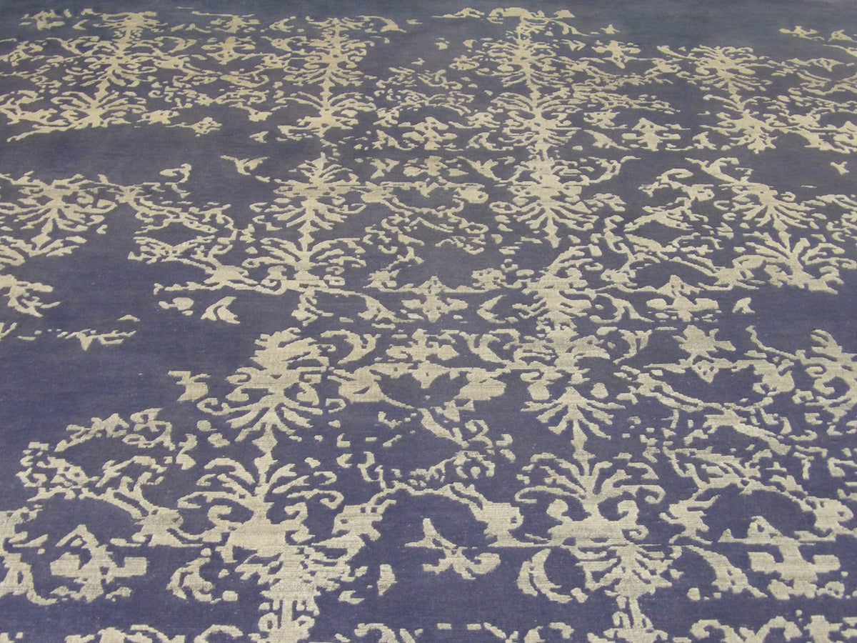 Back of modern abstract hand-knotted rug