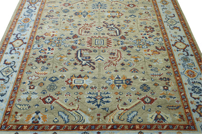 Close-up of wool pile, Blue & Beige rug