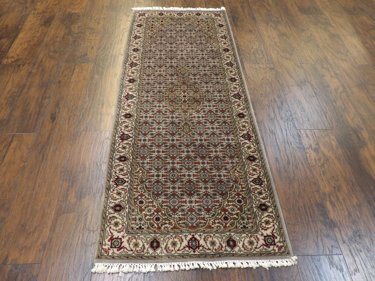 Blue & Beige Persian Herati Mir rug in room setting