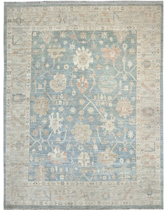 Oushak Whitewash Chobie Wool Hand Knotted Rug 8.0x10.0 - w5154