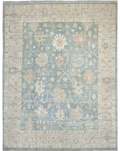 Oushak Whitewash Chobie Wool Hand Knotted Rug 8.0x10.0 - w5154