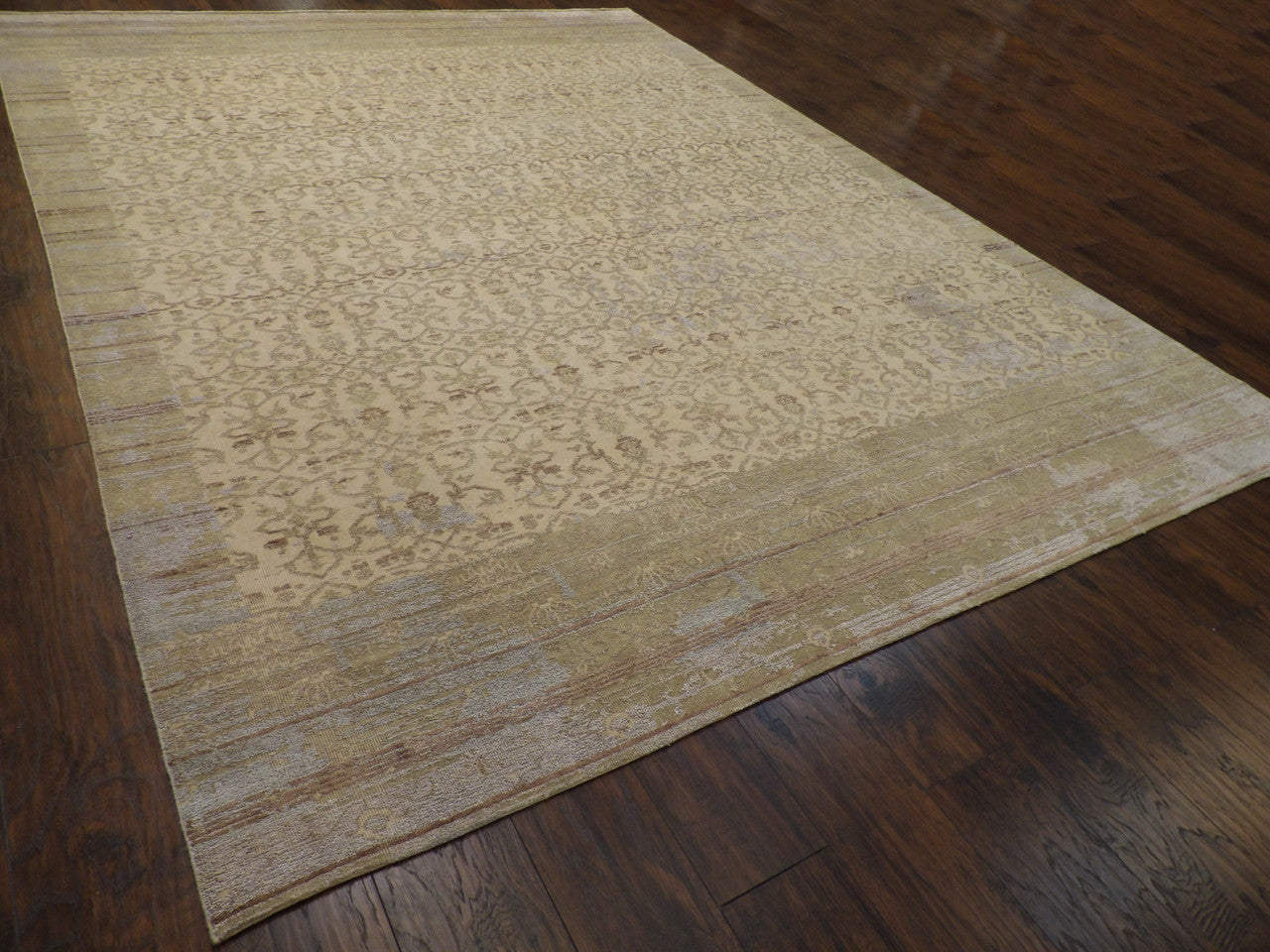 Full view of transitional Oushak rug