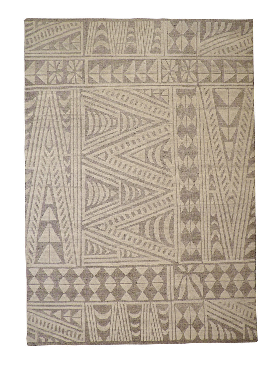 Modern Moroccan hand-knotted wool rug in Gray & Beige, full view