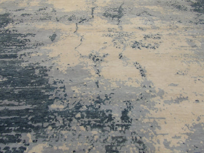 Back of Modern Abstract Marble Design hand-knotted rug
